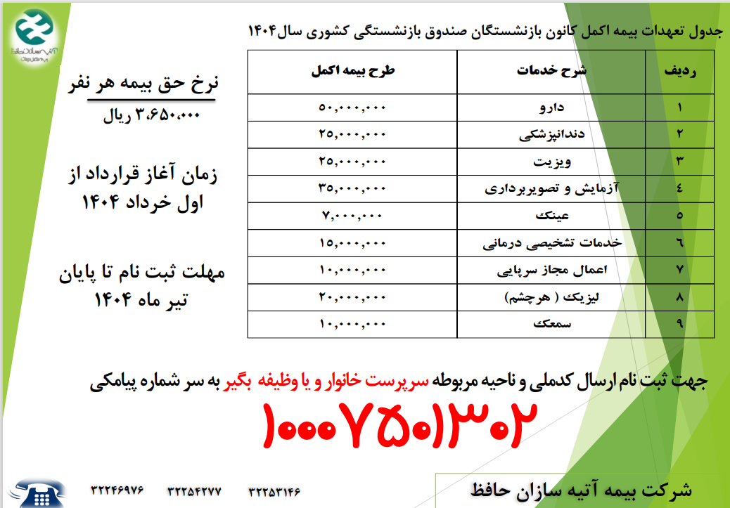 بازنشستگان آموزش و پرورش استان آذربايجان غربي تحت پوشش اکمل آتیه سازان حافظ + جزییات ثبت نام 
